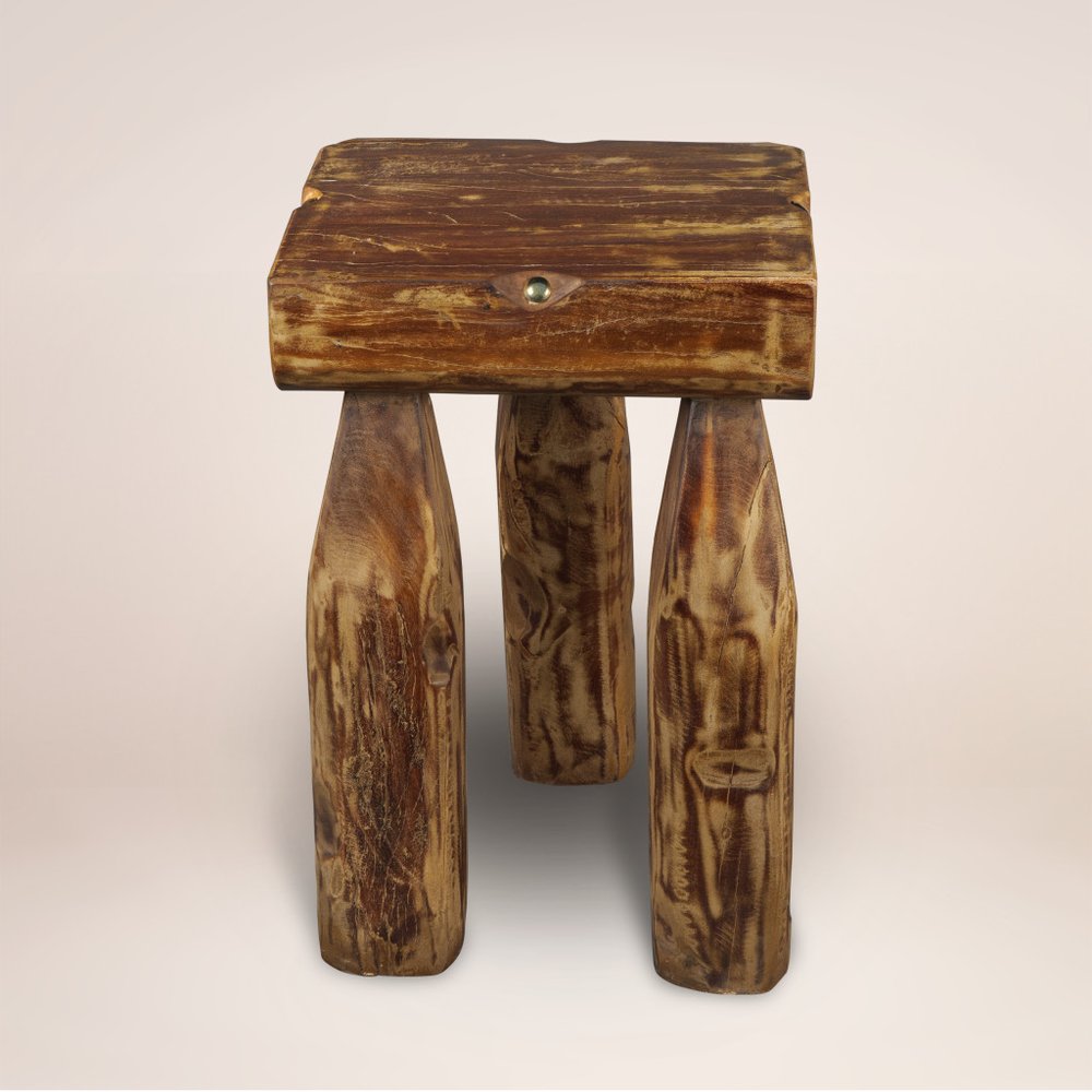24" Brown Reclaimed Wood Tri-Pod End Table