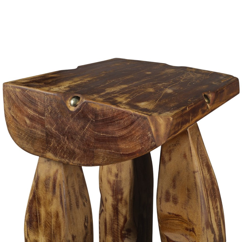 24" Brown Reclaimed Wood Tri-Pod End Table