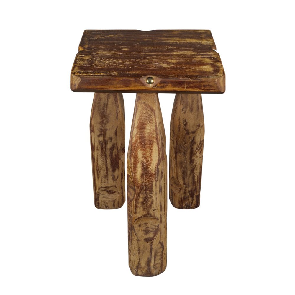 24" Brown Reclaimed Wood Tri-Pod End Table