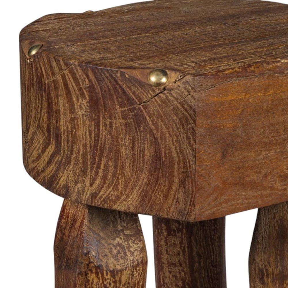 18" Wood Reclaimed Wood Knob End Table