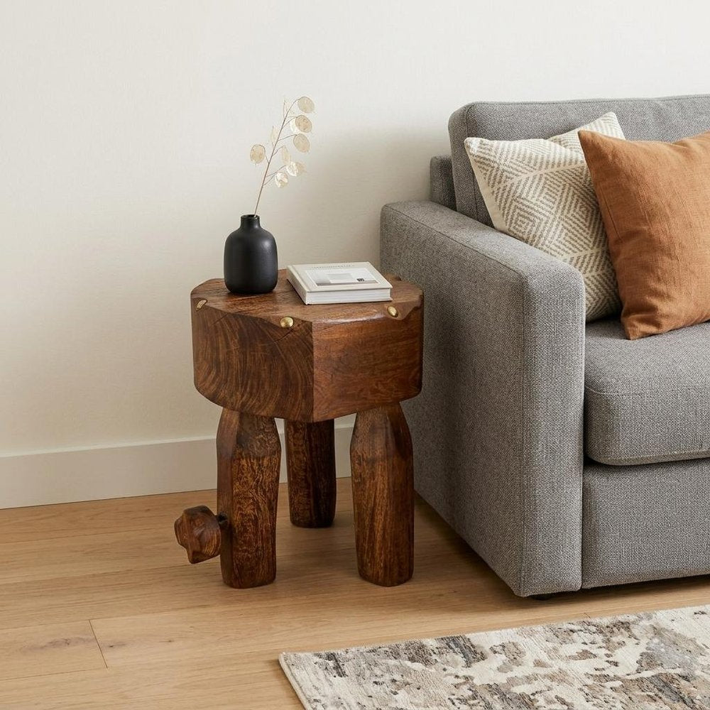 18" Wood Reclaimed Wood Knob End Table