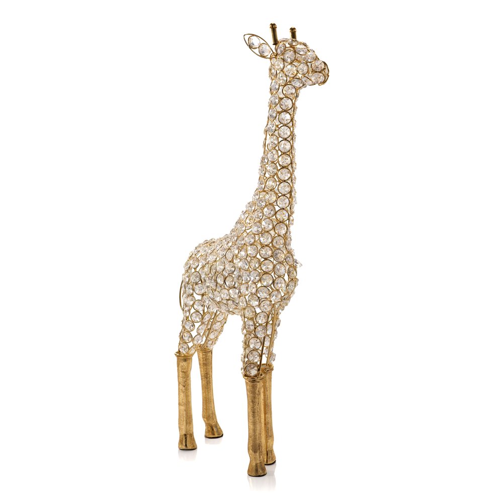 23" Gold Aluminum and Faux Crystal Giraffe Sculpture