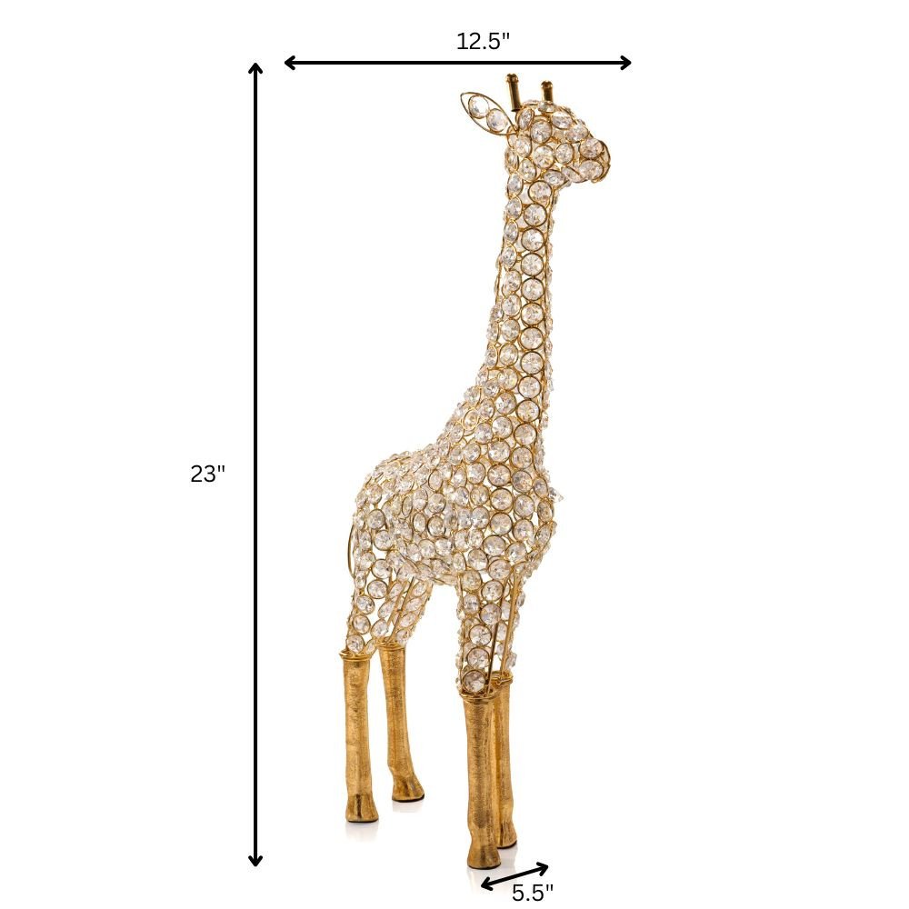 23" Gold Aluminum and Faux Crystal Giraffe Sculpture