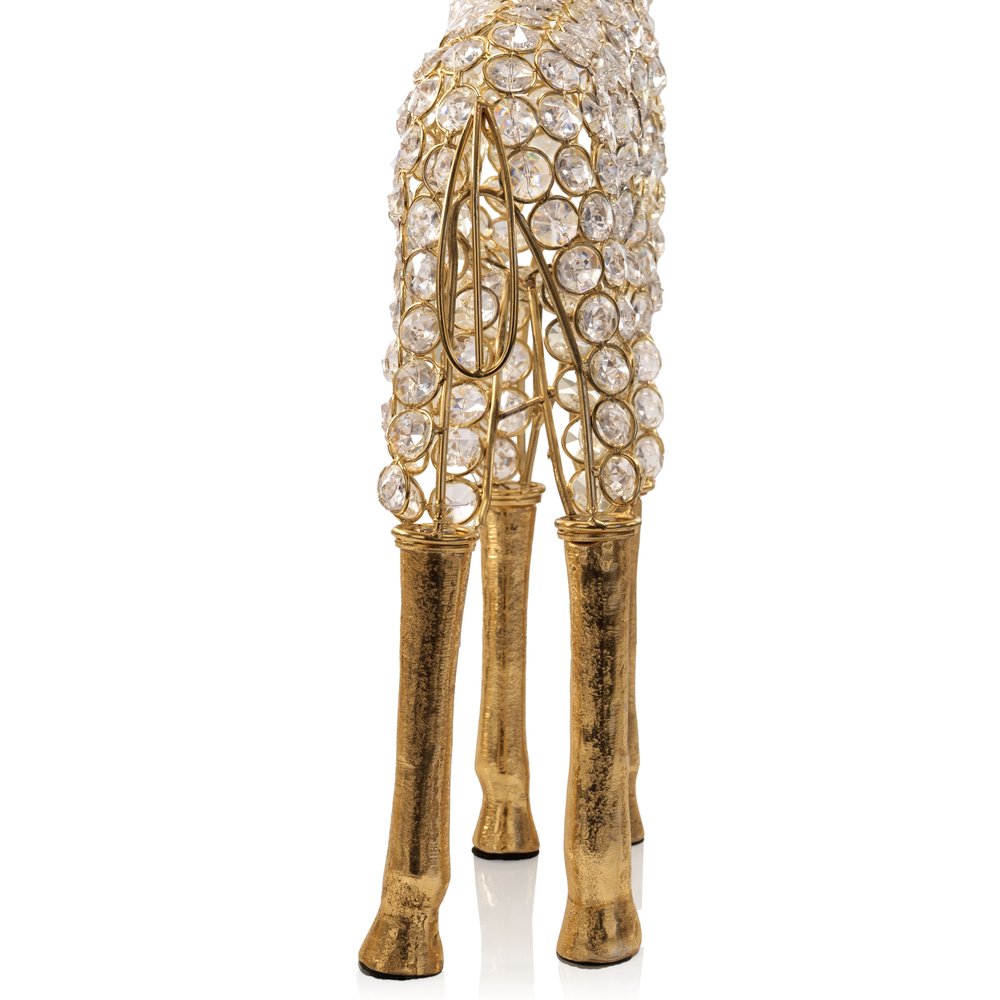 23" Gold Aluminum and Faux Crystal Giraffe Sculpture
