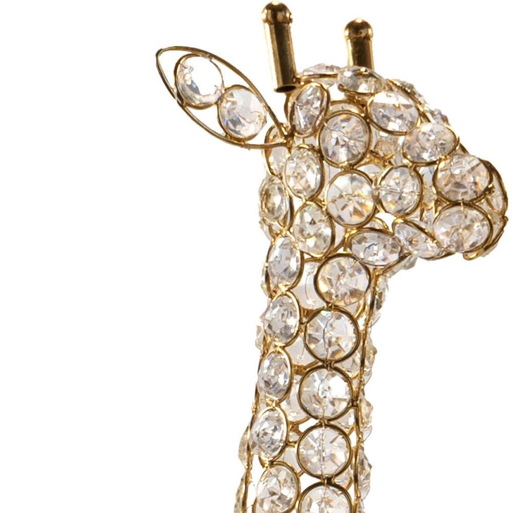 23" Gold Aluminum and Faux Crystal Giraffe Sculpture