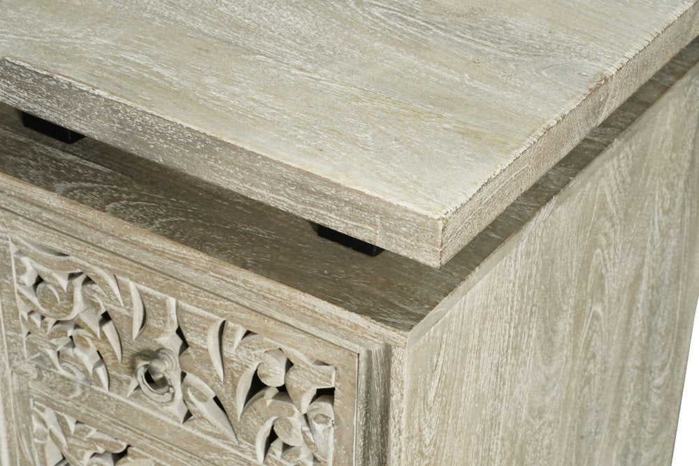 68" Wood Floral Carved Executive Desk