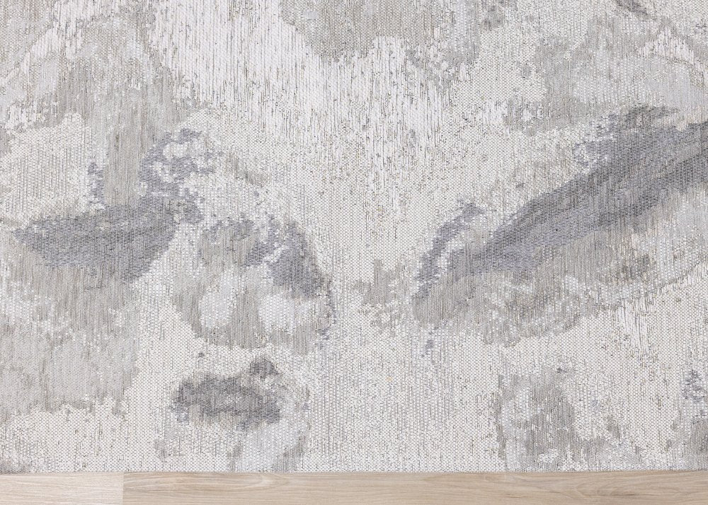 Cream And Gray Abstract Cotton Area Rug