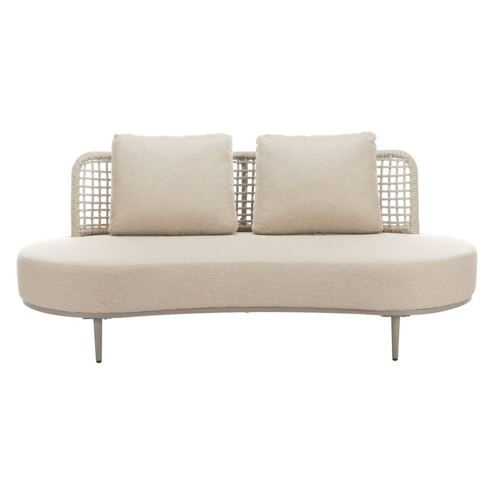75" Beige Curved Outdoor Sofa