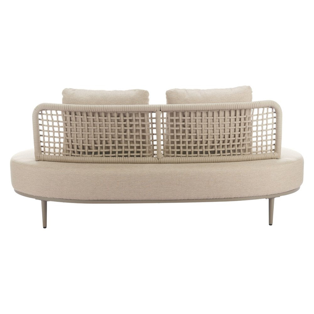 75" Beige Curved Outdoor Sofa