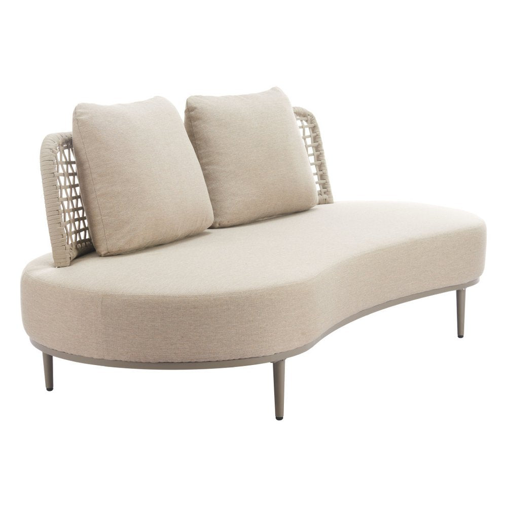 75" Beige Curved Outdoor Sofa