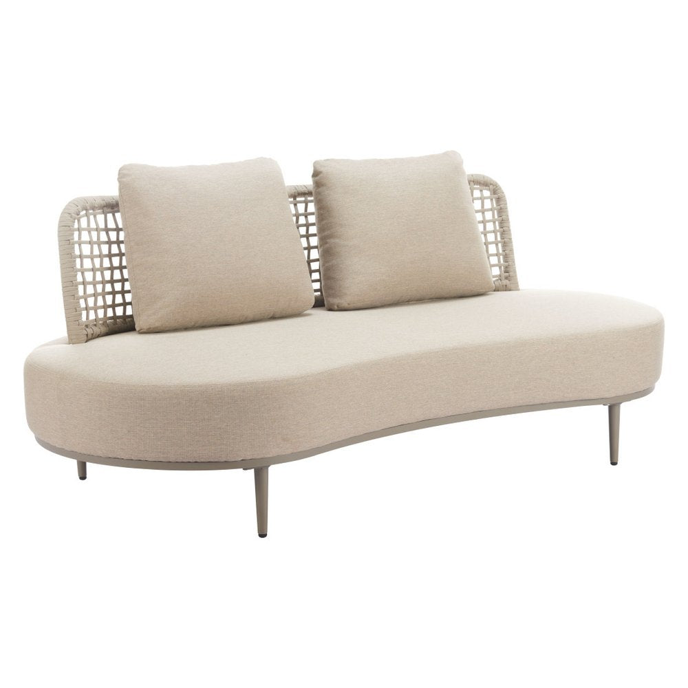 75" Beige Curved Outdoor Sofa
