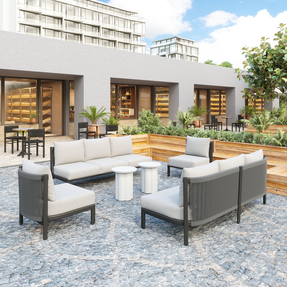 78" Gray Armless Outdoor Sofa