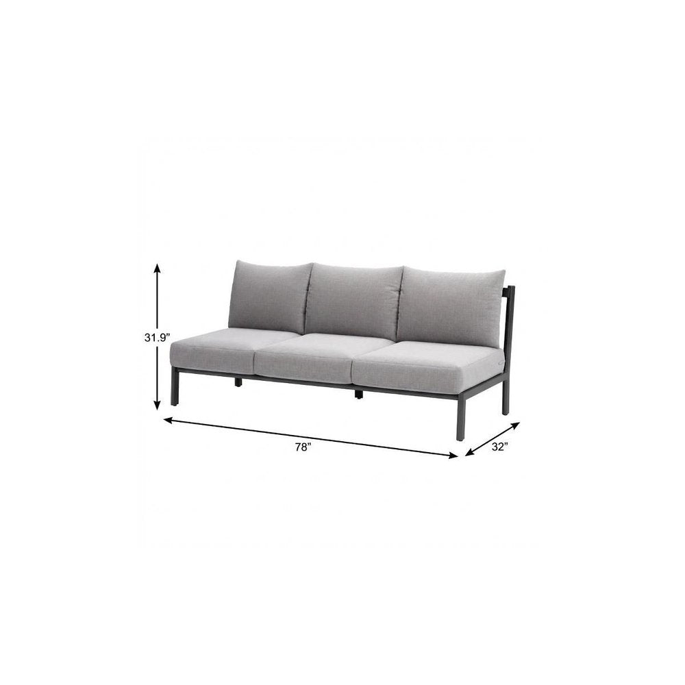 78" Gray Armless Outdoor Sofa