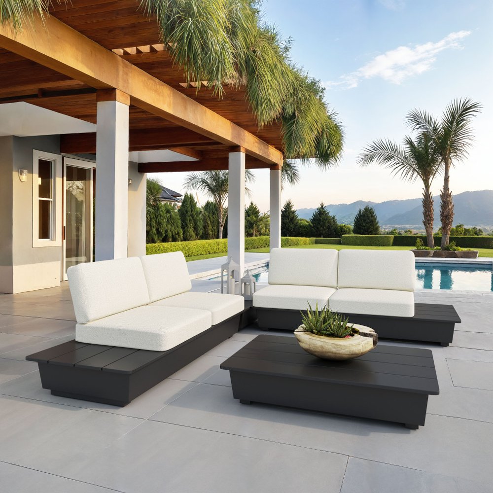 50" Black Aluminum Outdoor Coffee Table