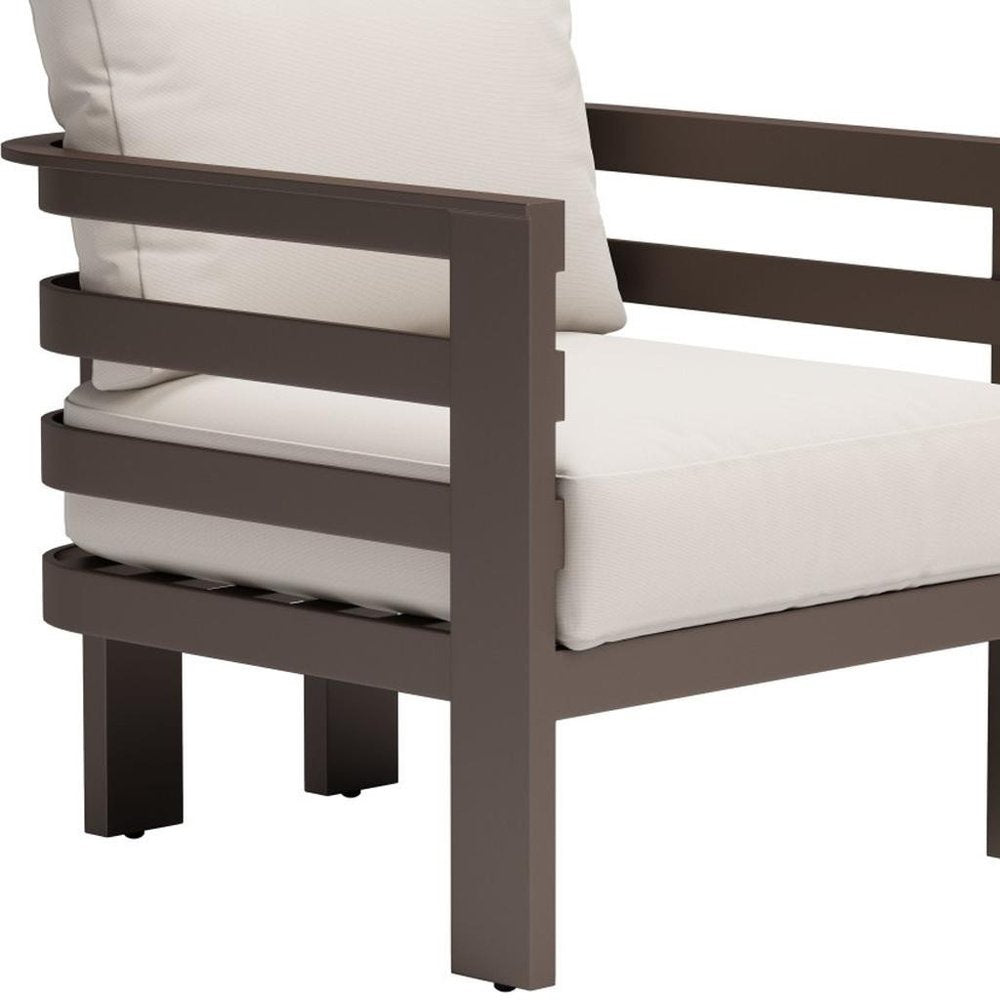 30" Brown Aluminum Outdoor Armchair
