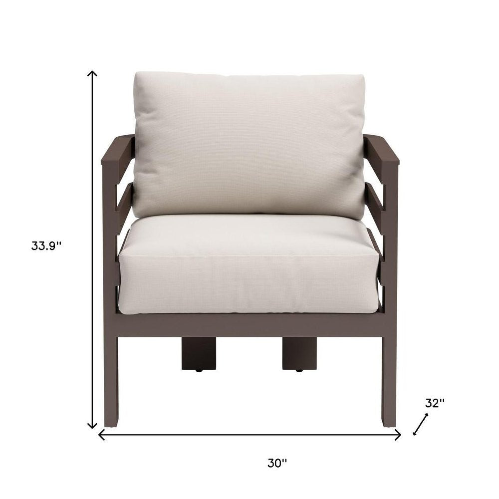 30" Brown Aluminum Outdoor Armchair
