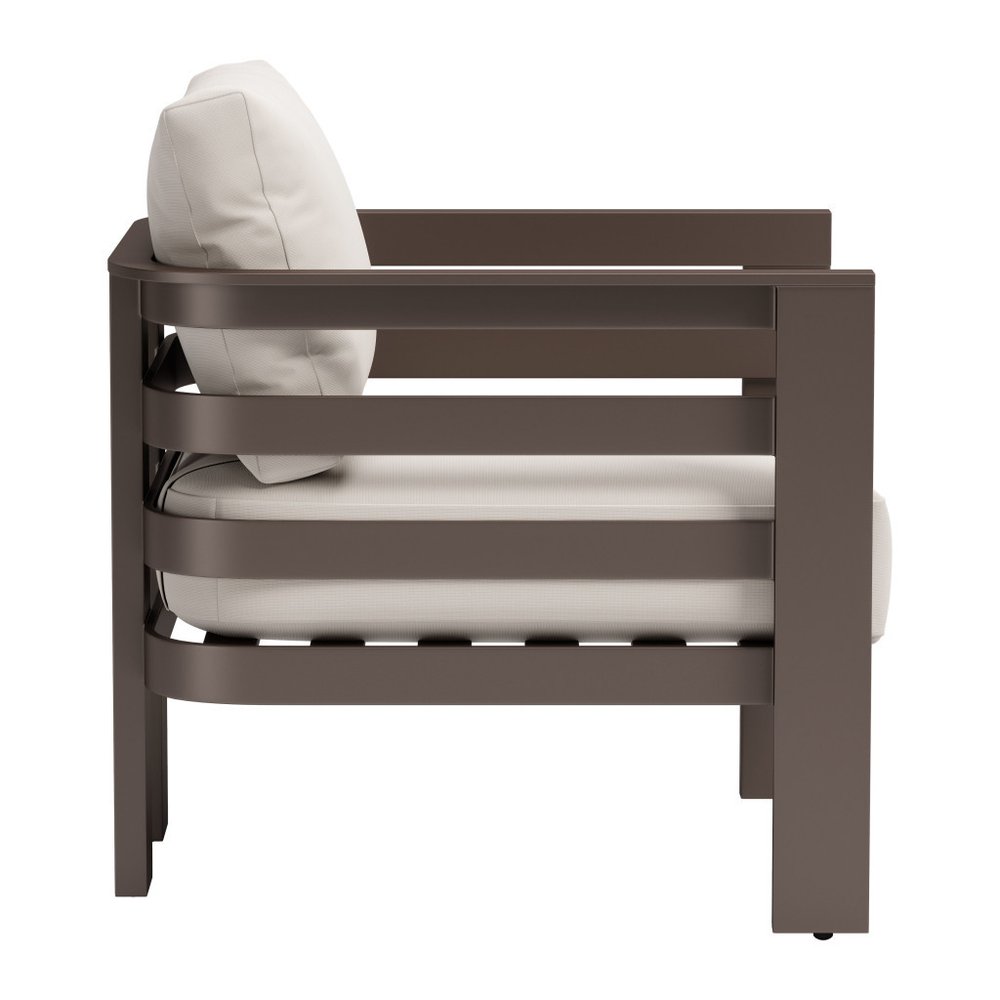 30" Brown Aluminum Outdoor Armchair