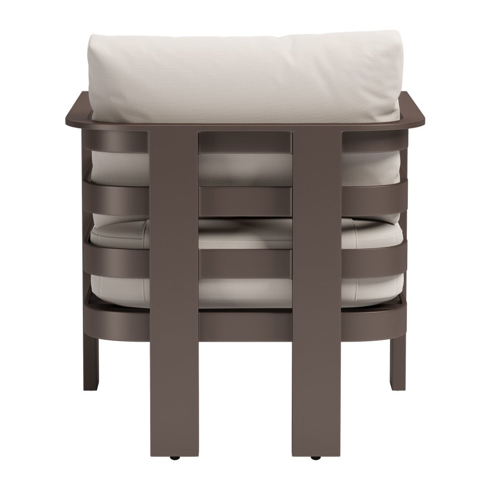 30" Brown Aluminum Outdoor Armchair