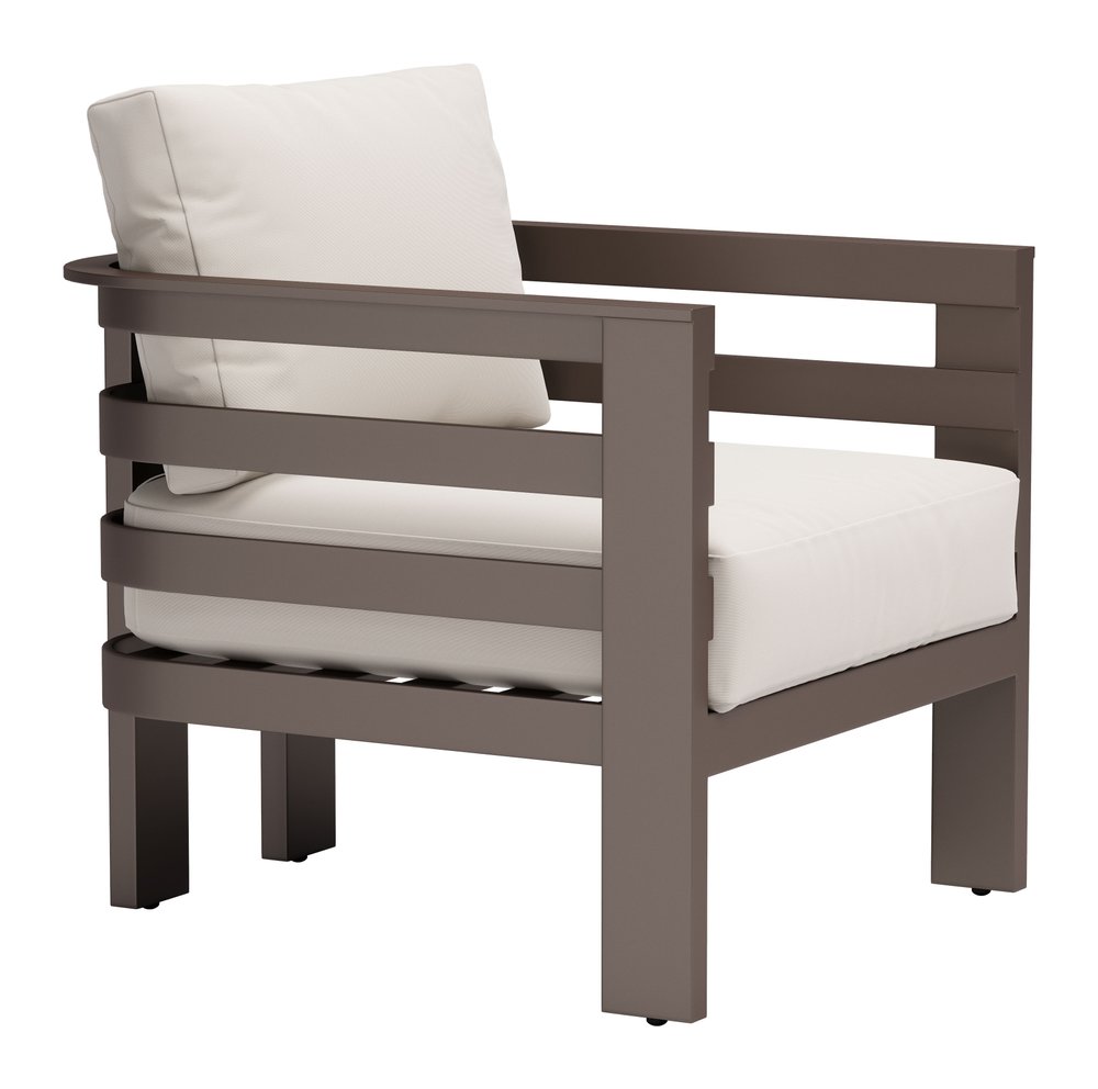 30" Brown Aluminum Outdoor Armchair