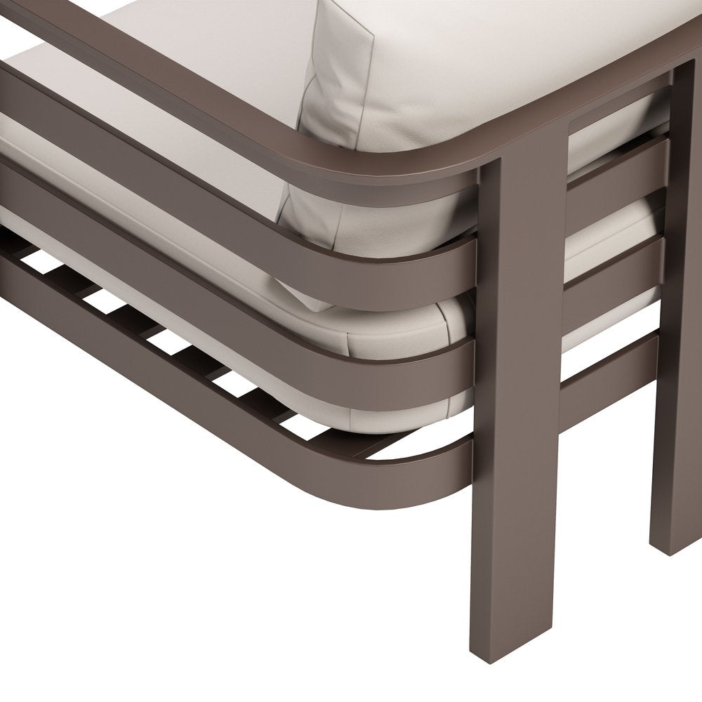 30" Brown Aluminum Outdoor Armchair