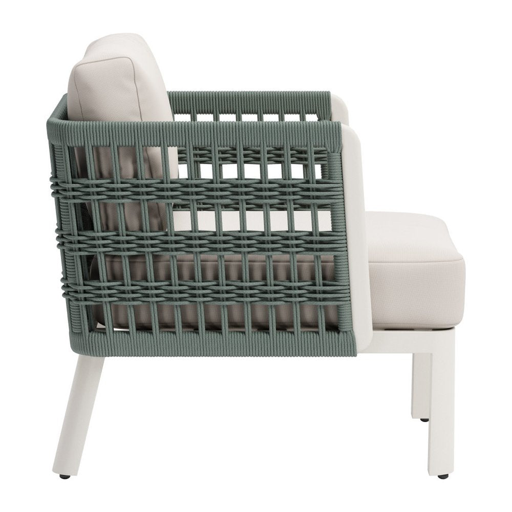 27" Green and White Aluminum Outdoor Chair