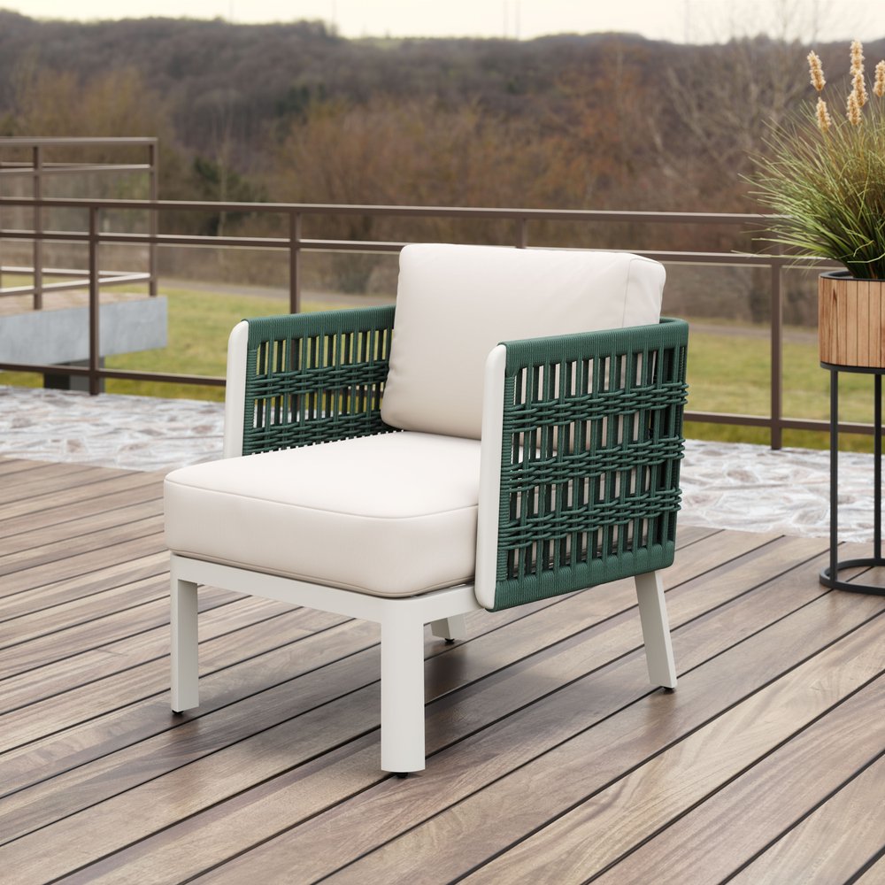 27" Green and White Aluminum Outdoor Chair