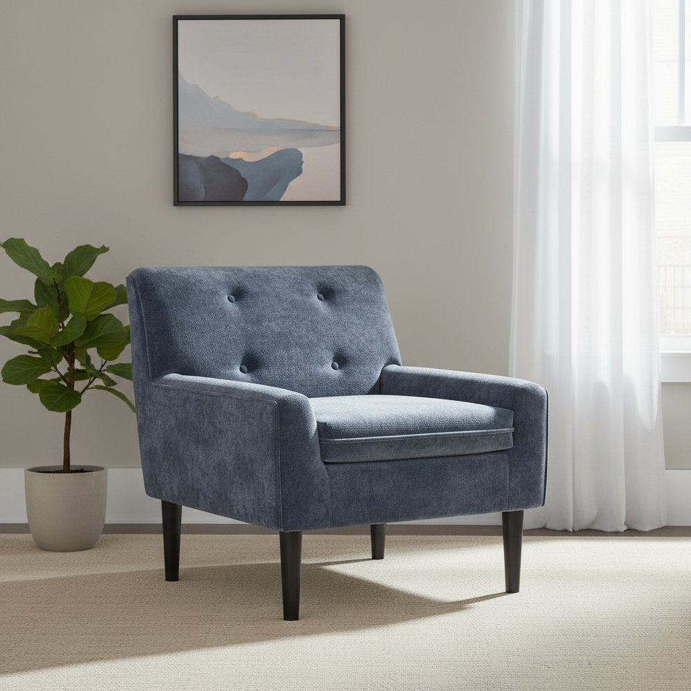 30" Gray Button Tufted Armchair