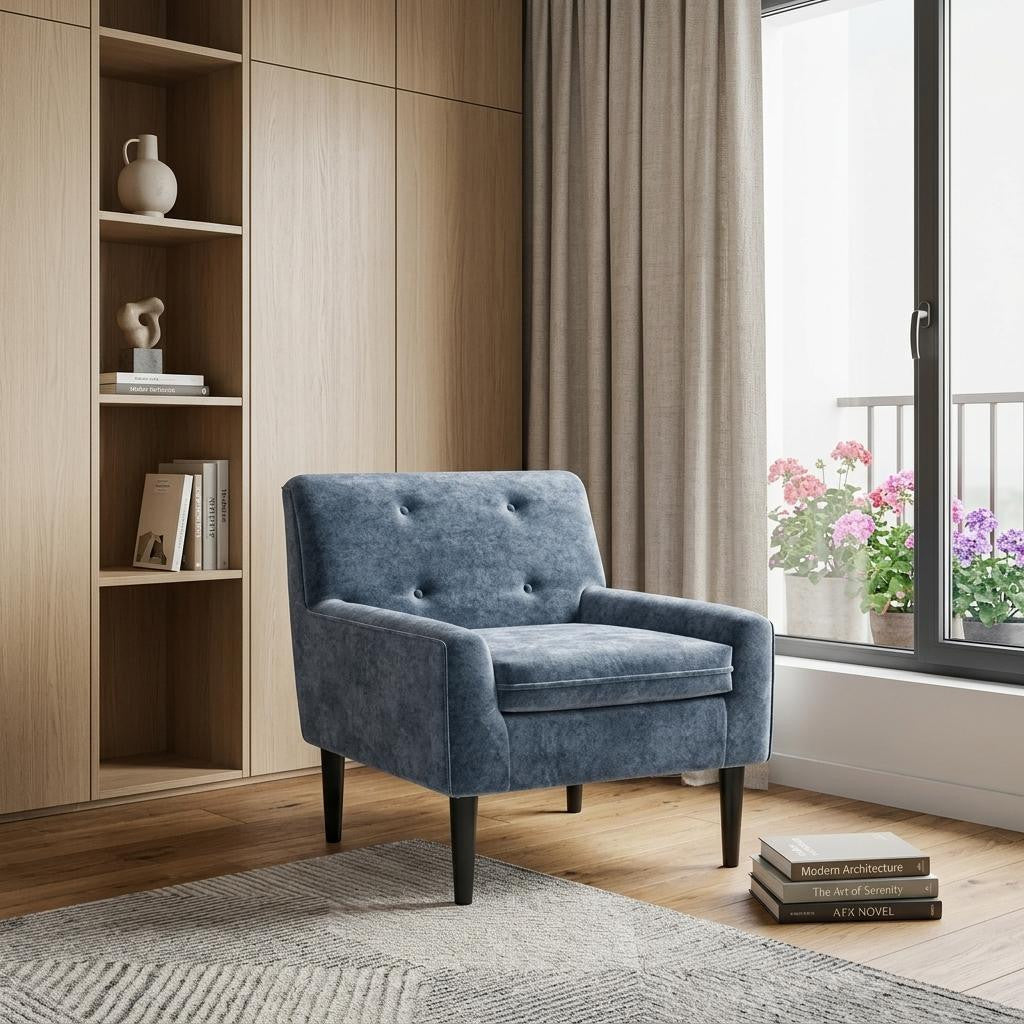 30" Gray Button Tufted Armchair