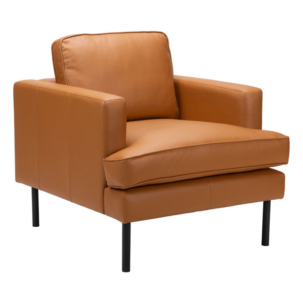 33" Faux Leather Track Arm Armchair
