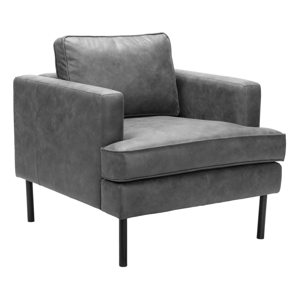 33" Faux Leather Track Arm Armchair