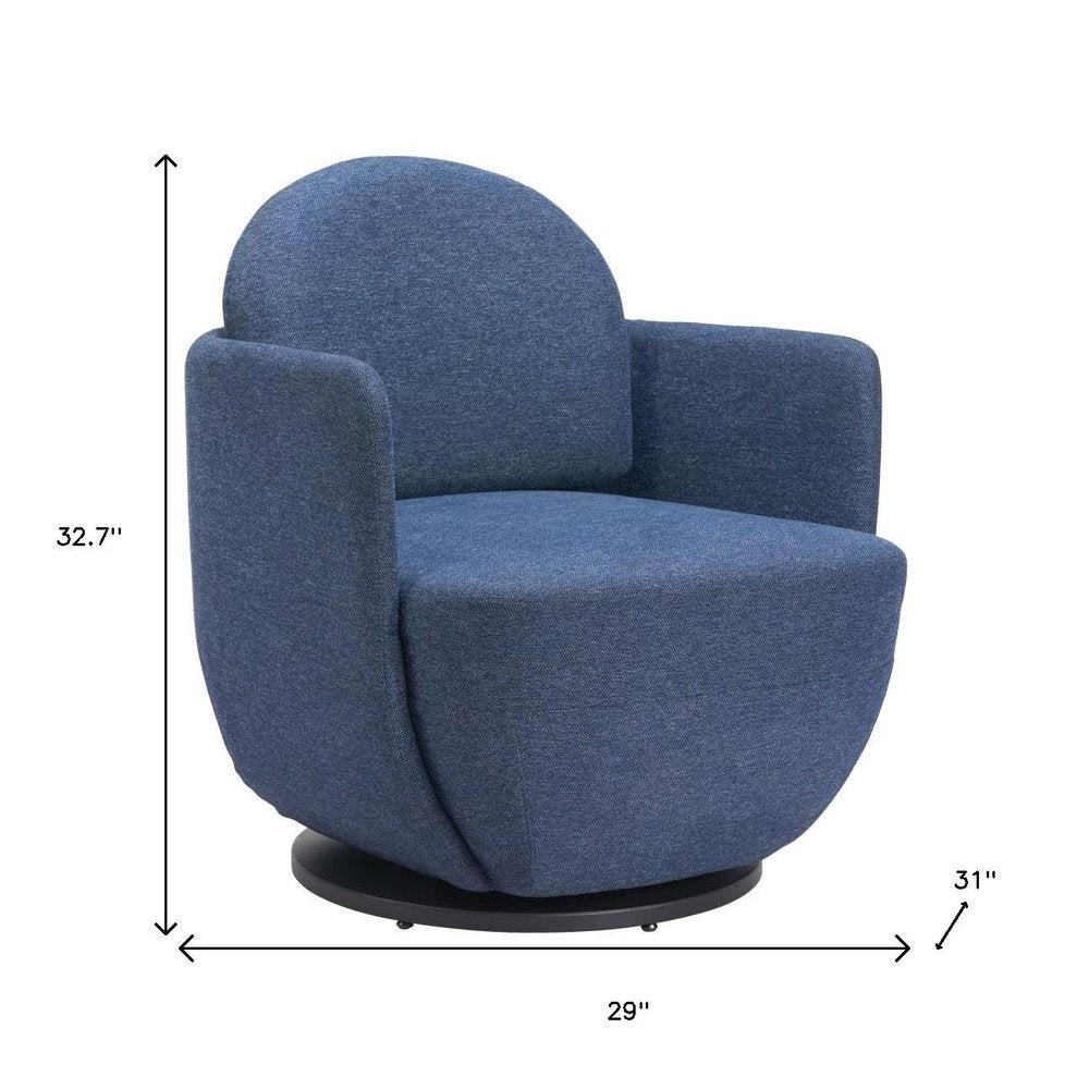 29" Blue Modern Swivel Barrel Chair