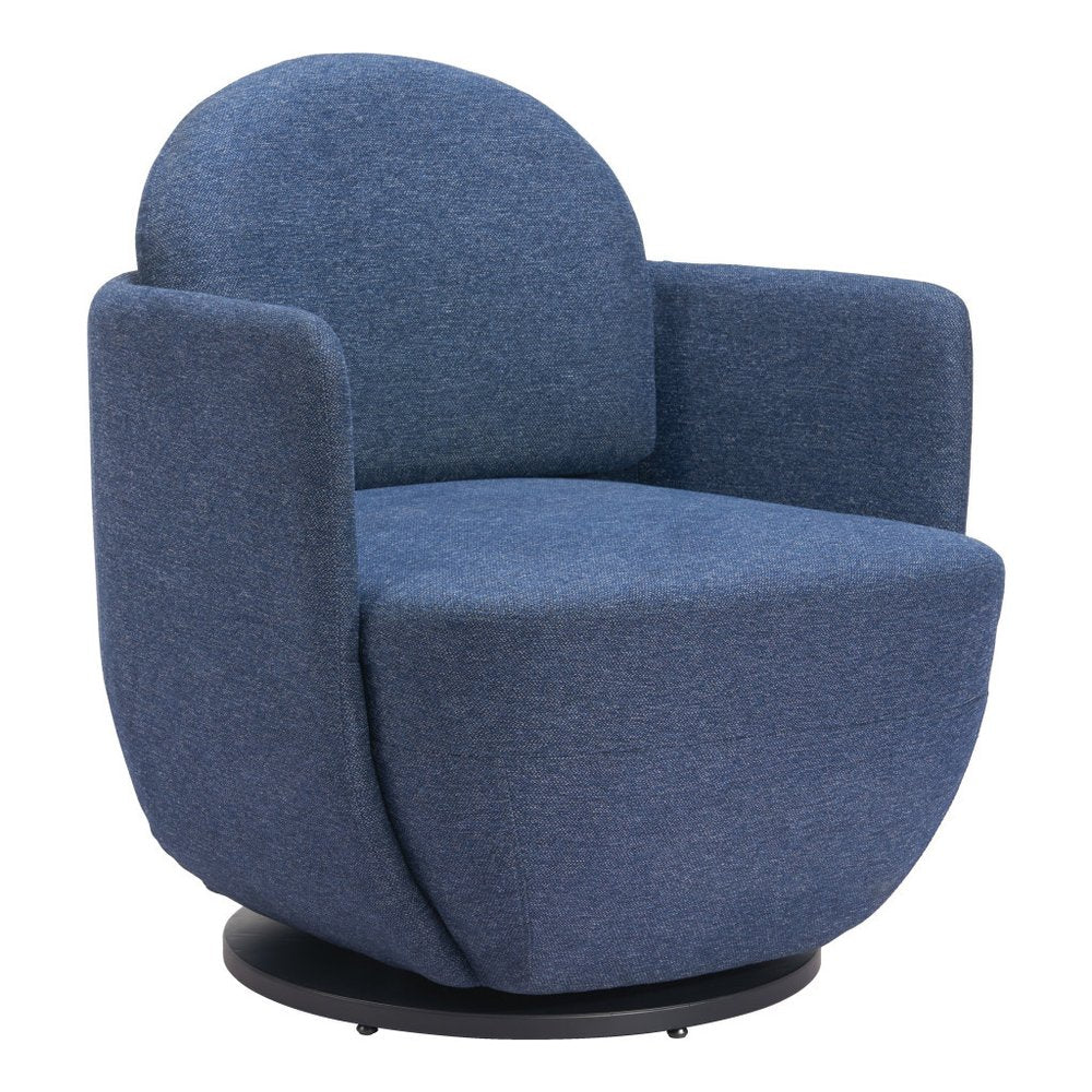 29" Blue Modern Swivel Barrel Chair