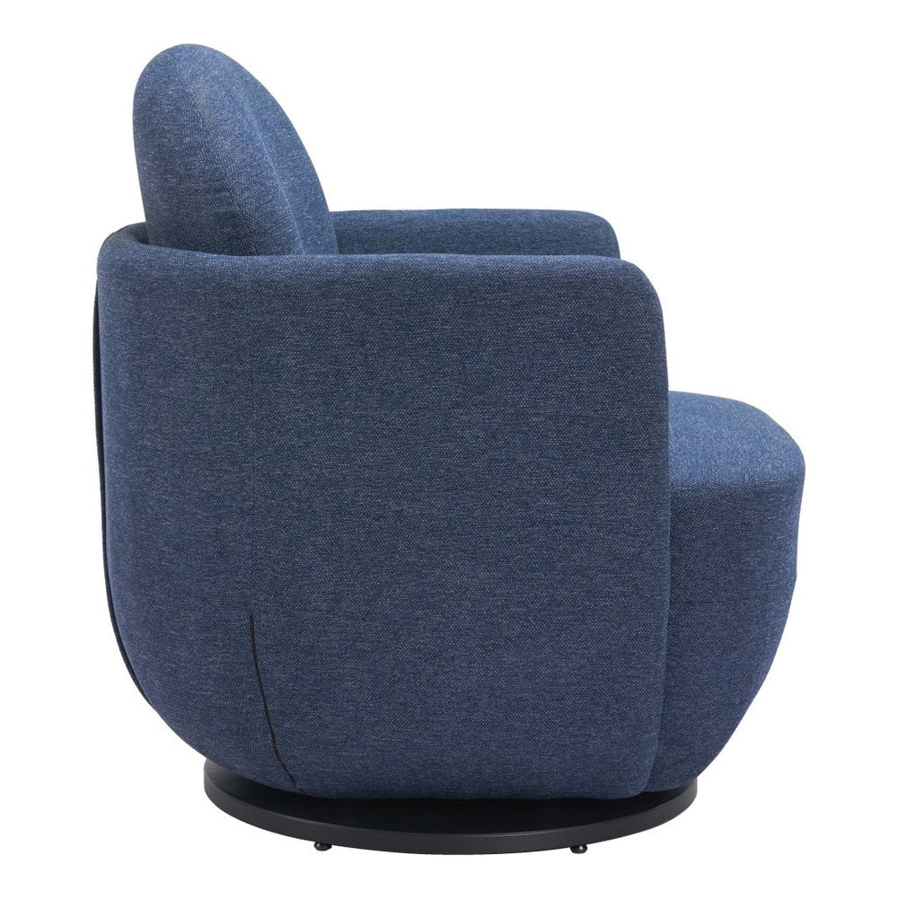 29" Blue Modern Swivel Barrel Chair