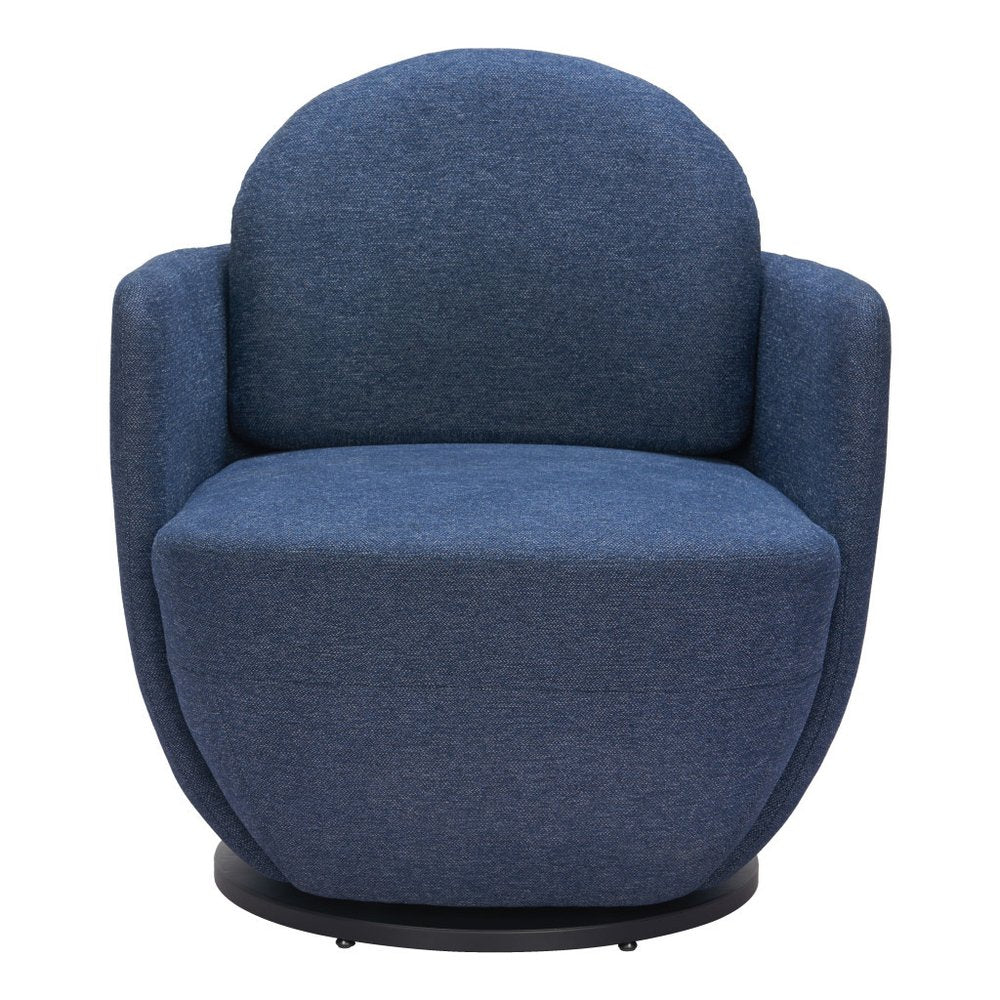 29" Blue Modern Swivel Barrel Chair