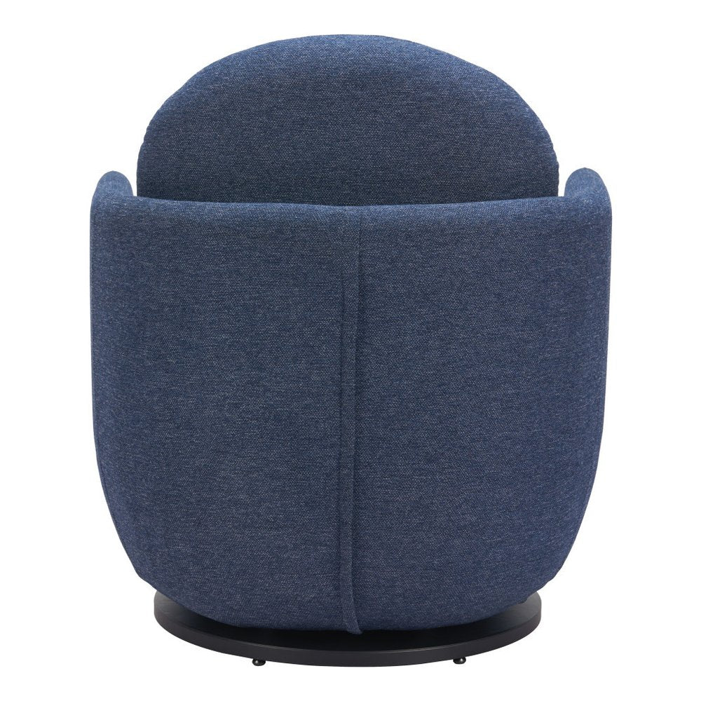 29" Blue Modern Swivel Barrel Chair