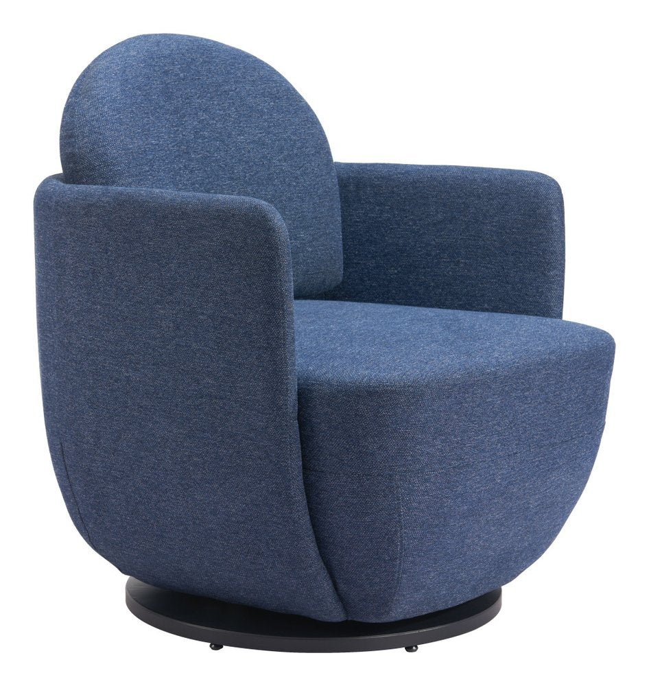 29" Blue Modern Swivel Barrel Chair