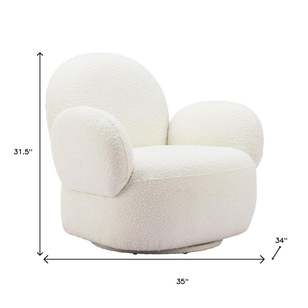 35" White Flared Arm Modern Swivel chair