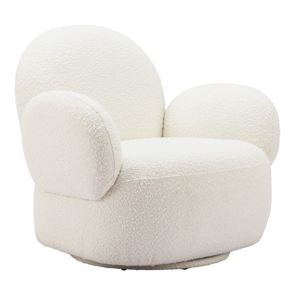 35" White Flared Arm Modern Swivel chair