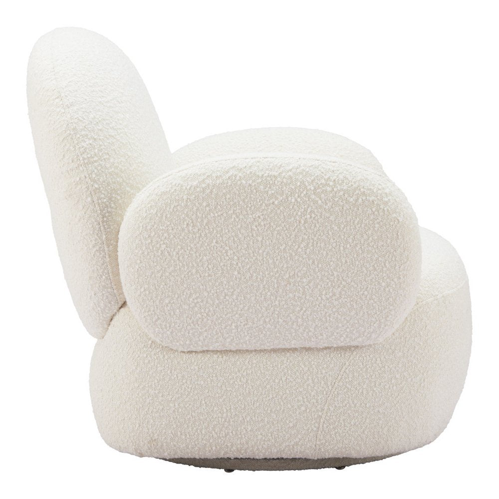 35" White Flared Arm Modern Swivel chair