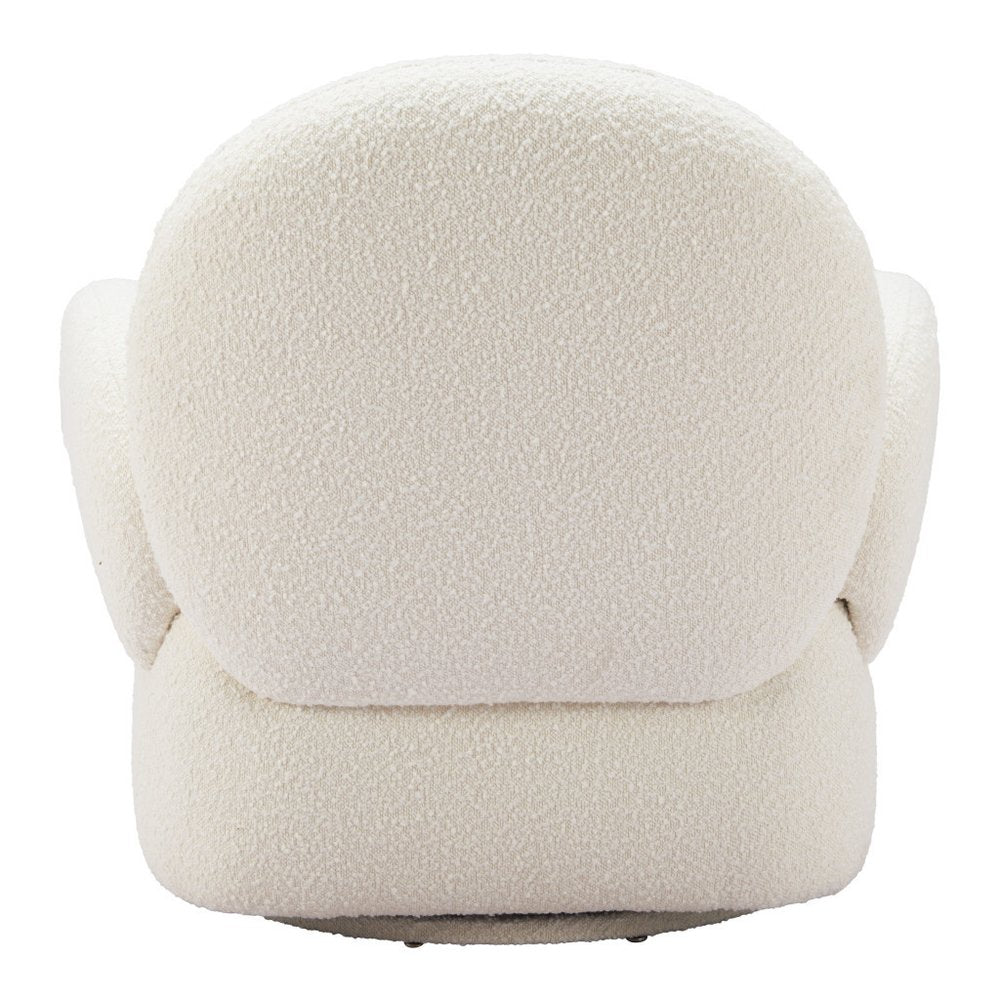 35" White Flared Arm Modern Swivel chair