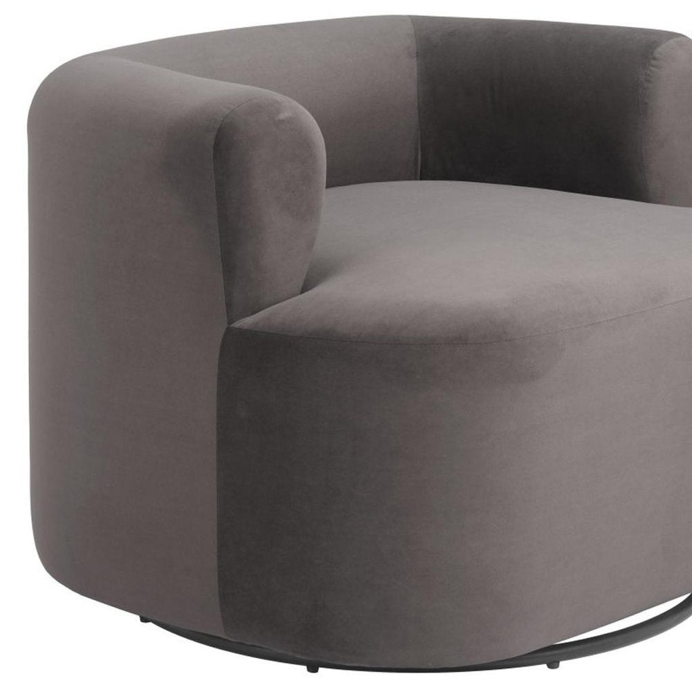 35" Gray Modern Swivel Barrel Chair