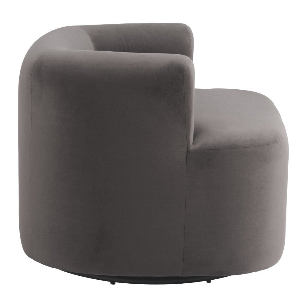 35" Gray Modern Swivel Barrel Chair