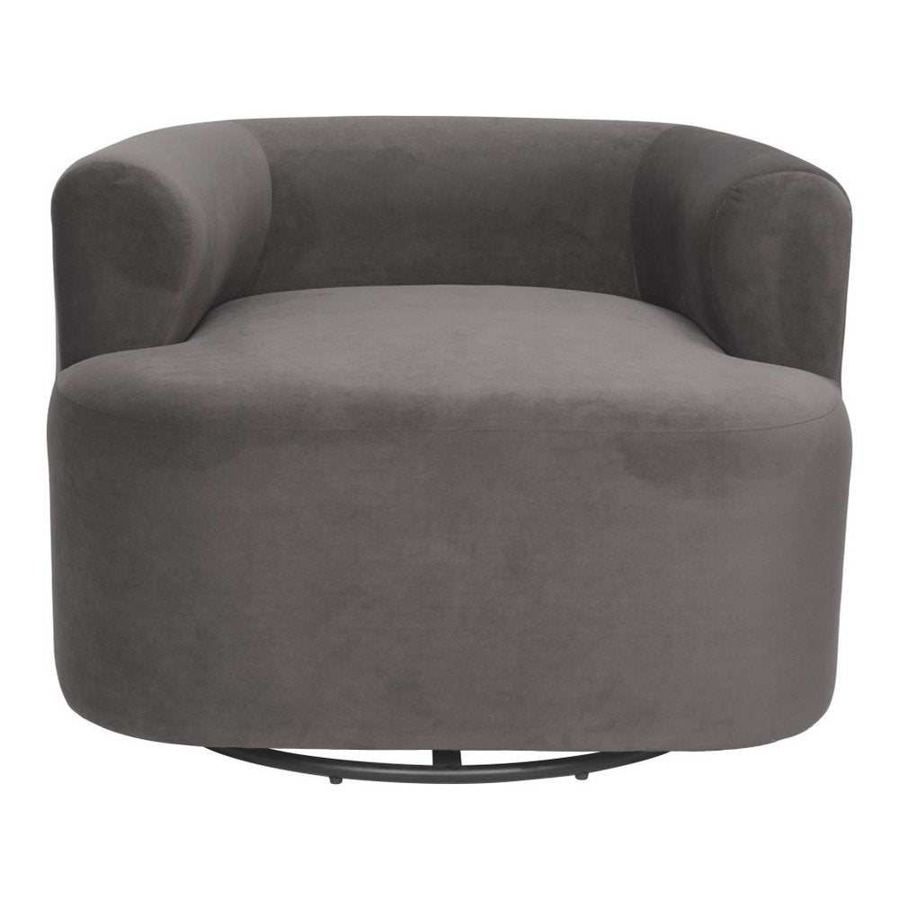 35" Gray Modern Swivel Barrel Chair