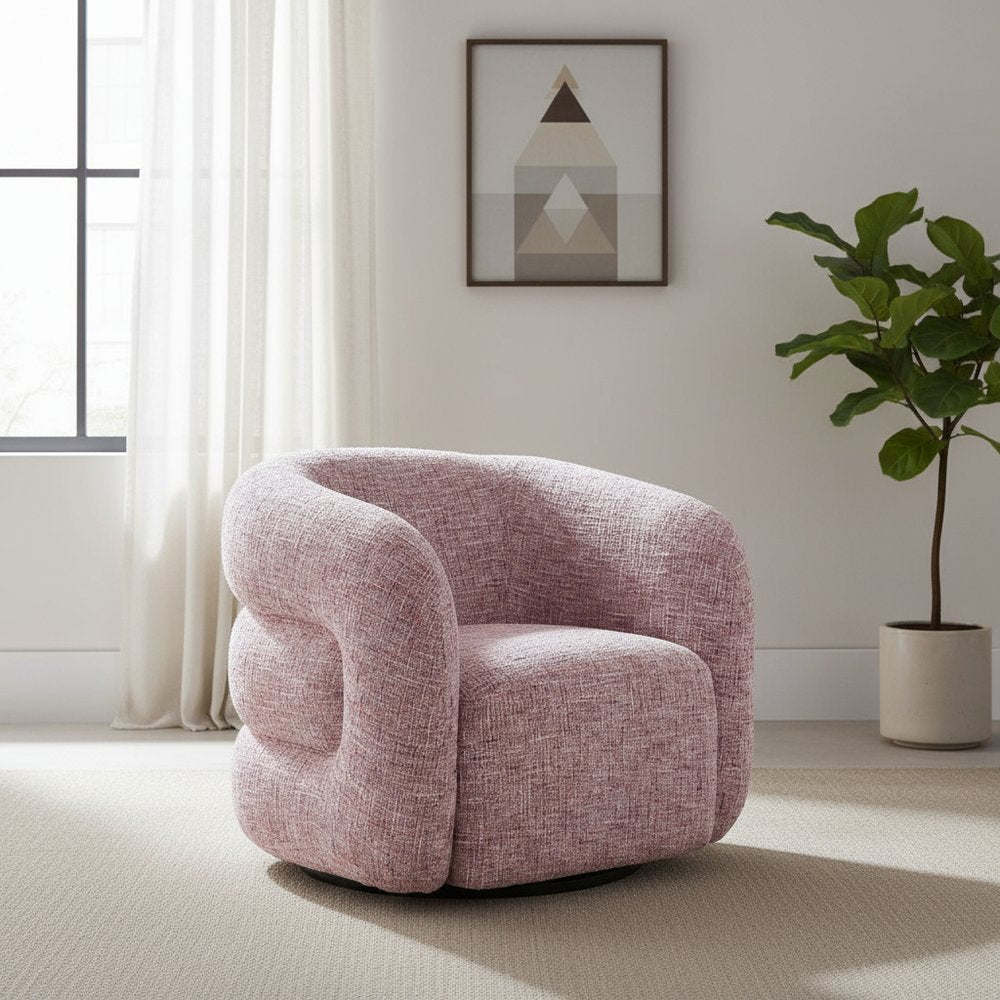 33" Pink Refine Swivel Barrel Chair