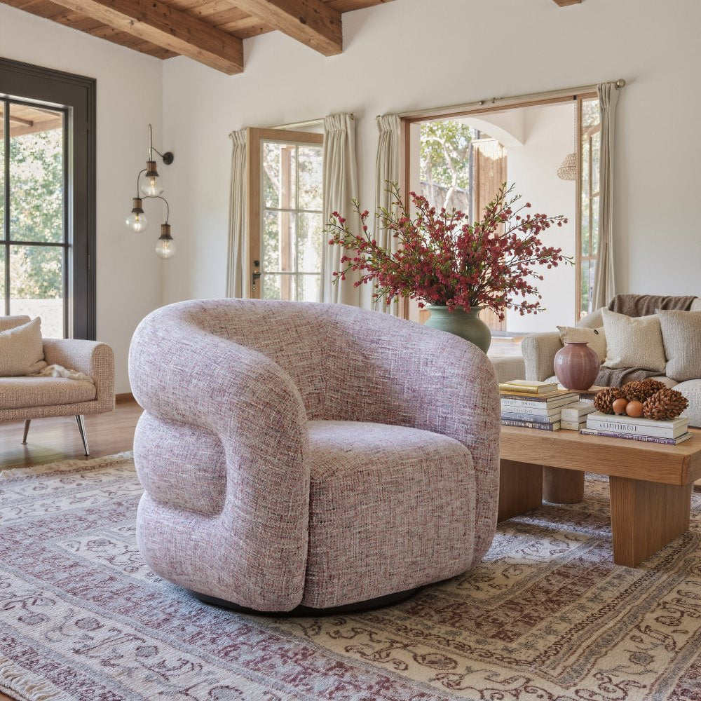 33" Pink Refine Swivel Barrel Chair