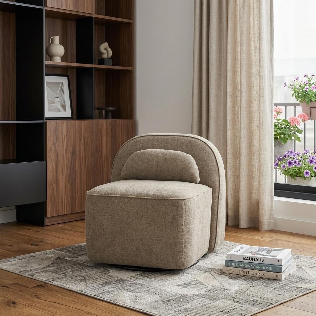 32" Brown Arch Swivel Side Chair