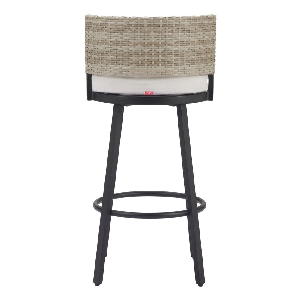 39" Beige Natural Rattan Swivel Bar Chair