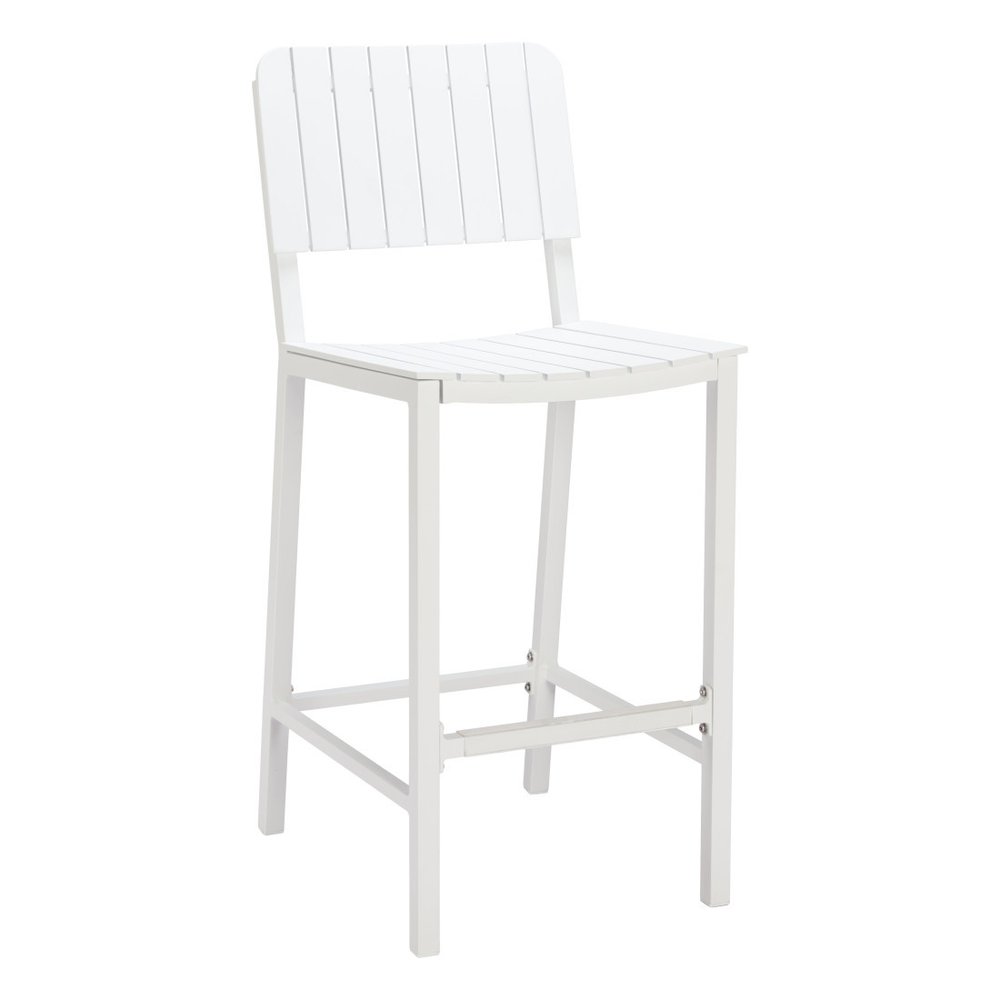 45" White Metal Outdoor Bar Chair