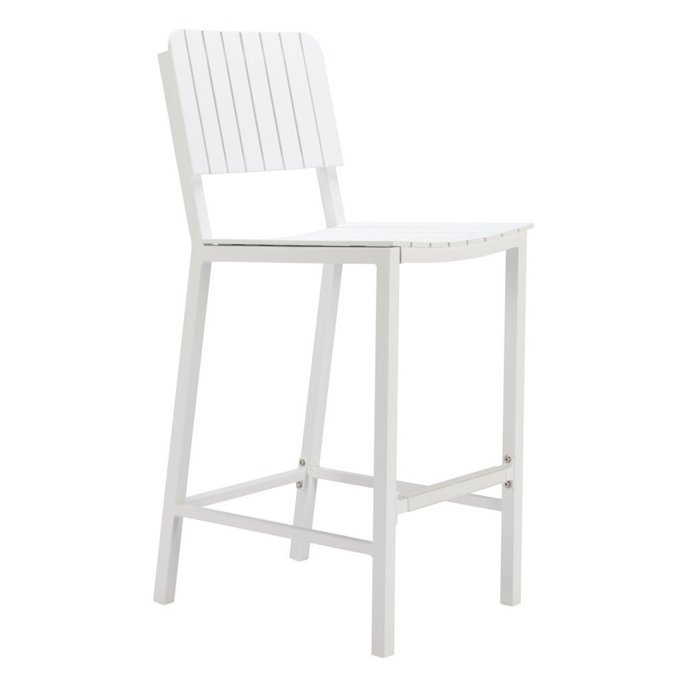 45" White Metal Outdoor Bar Chair