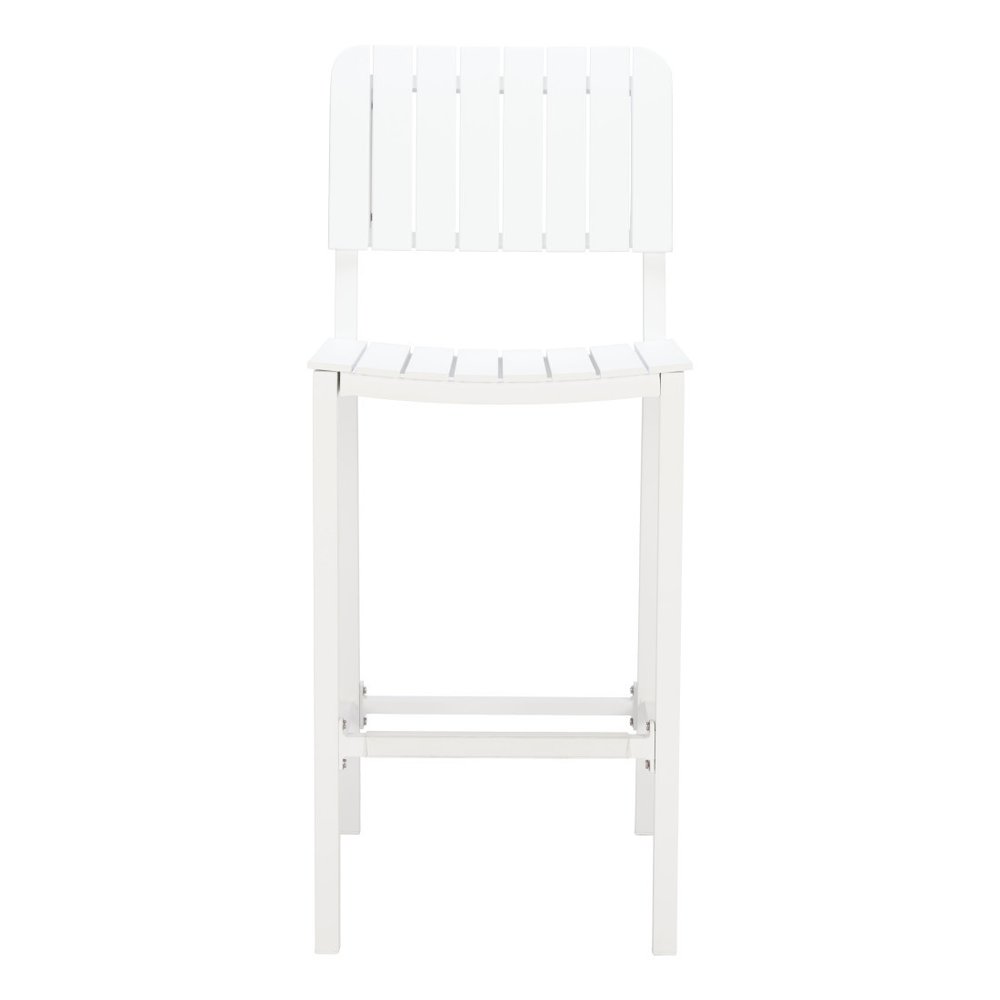 45" White Metal Outdoor Bar Chair